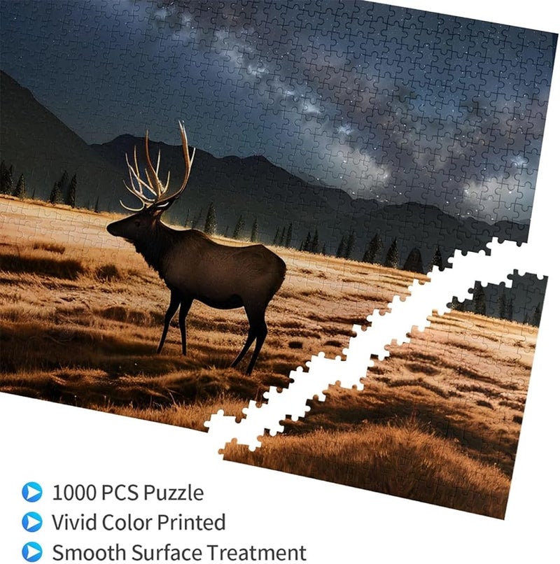 Phayah Elk In The Meadow 1000 قطعة لغز للأبعاد 29.5 × 19.7 بوصة ديكور المنزل - Image 2